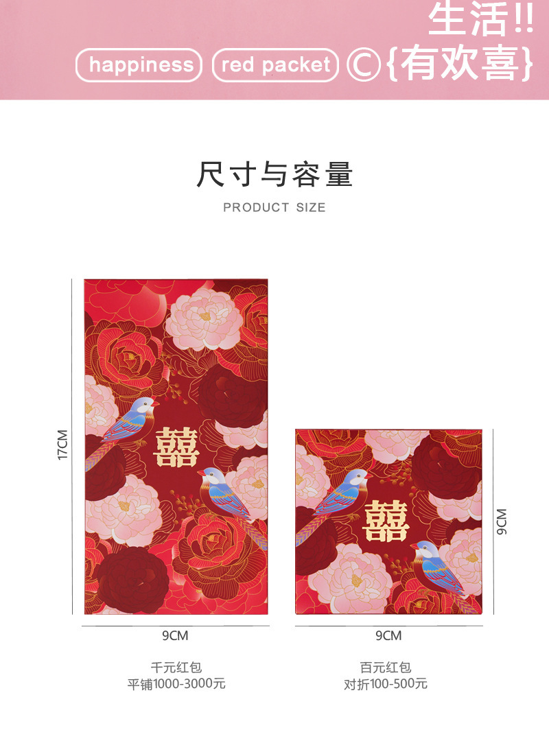 結(jié)婚紅包百元千元婚禮燙金利是包