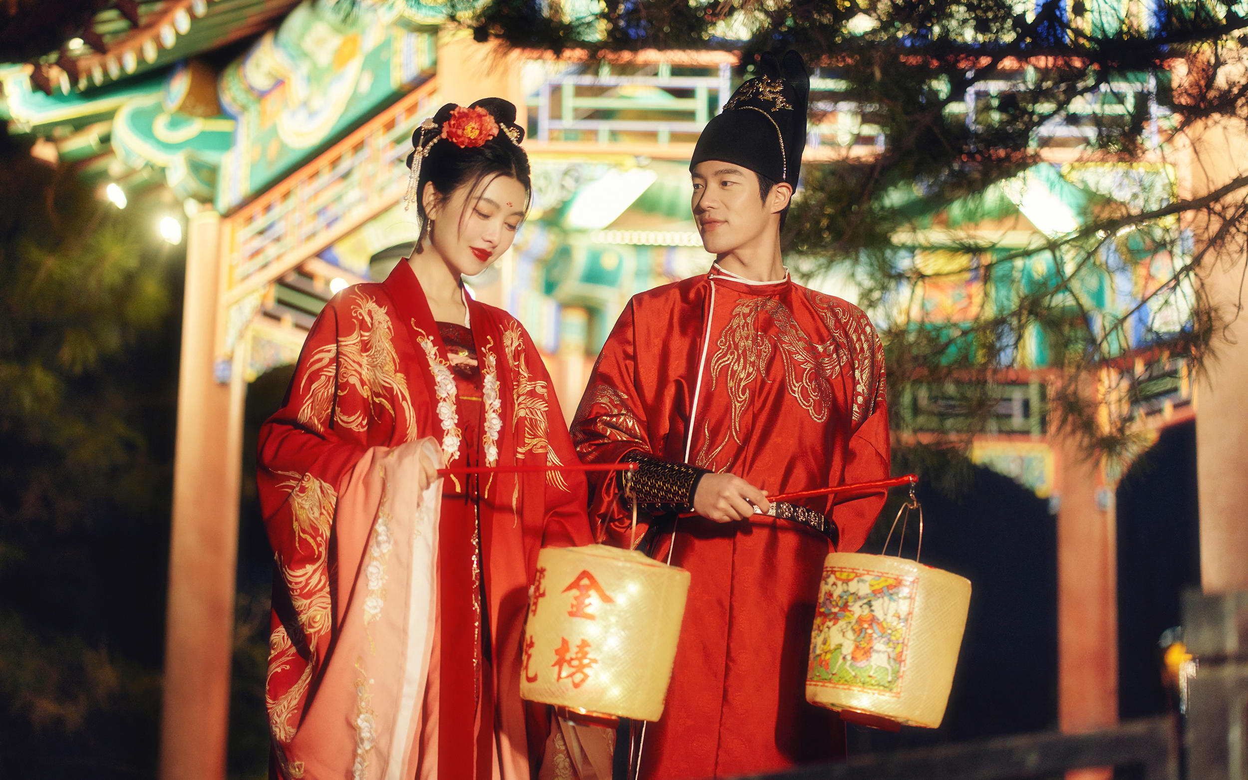 盛唐夜画霓裳逐月|夜景汉服婚纱照