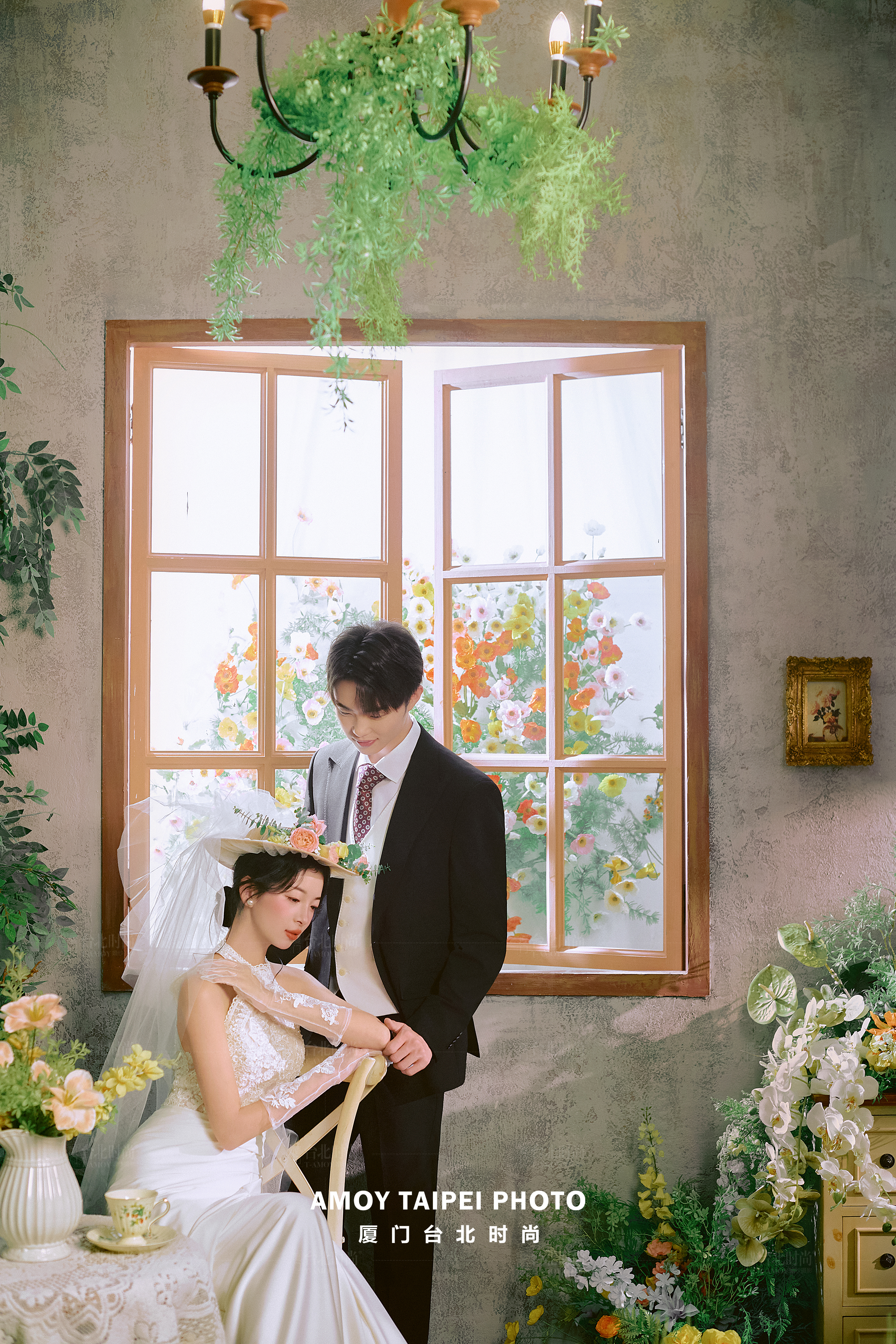 室内法式花房婚纱照