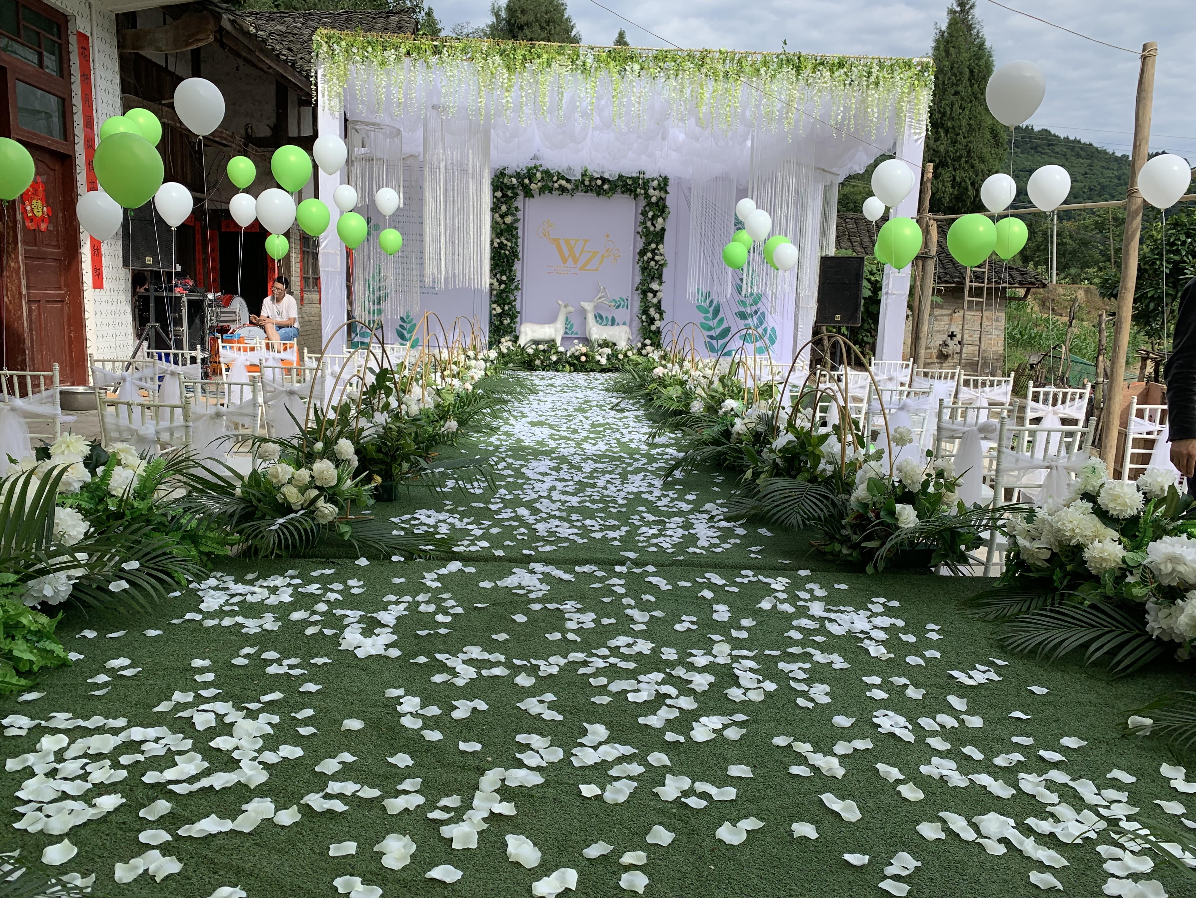 绿白之恋 吊顶云顶纱 室内外均可均为实景案例