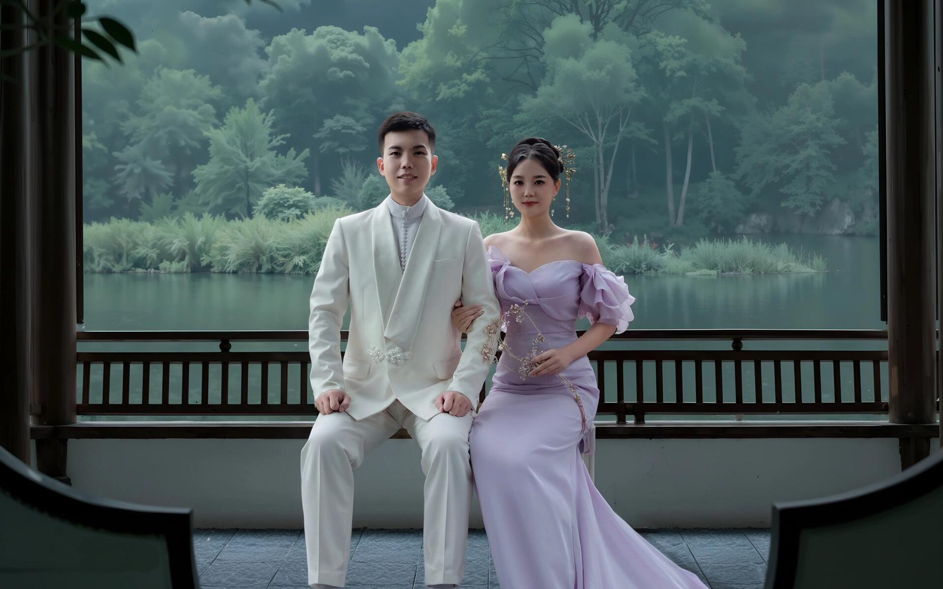 园林深处，我披一身紫霞嫁了白衣少年郎💜🤍