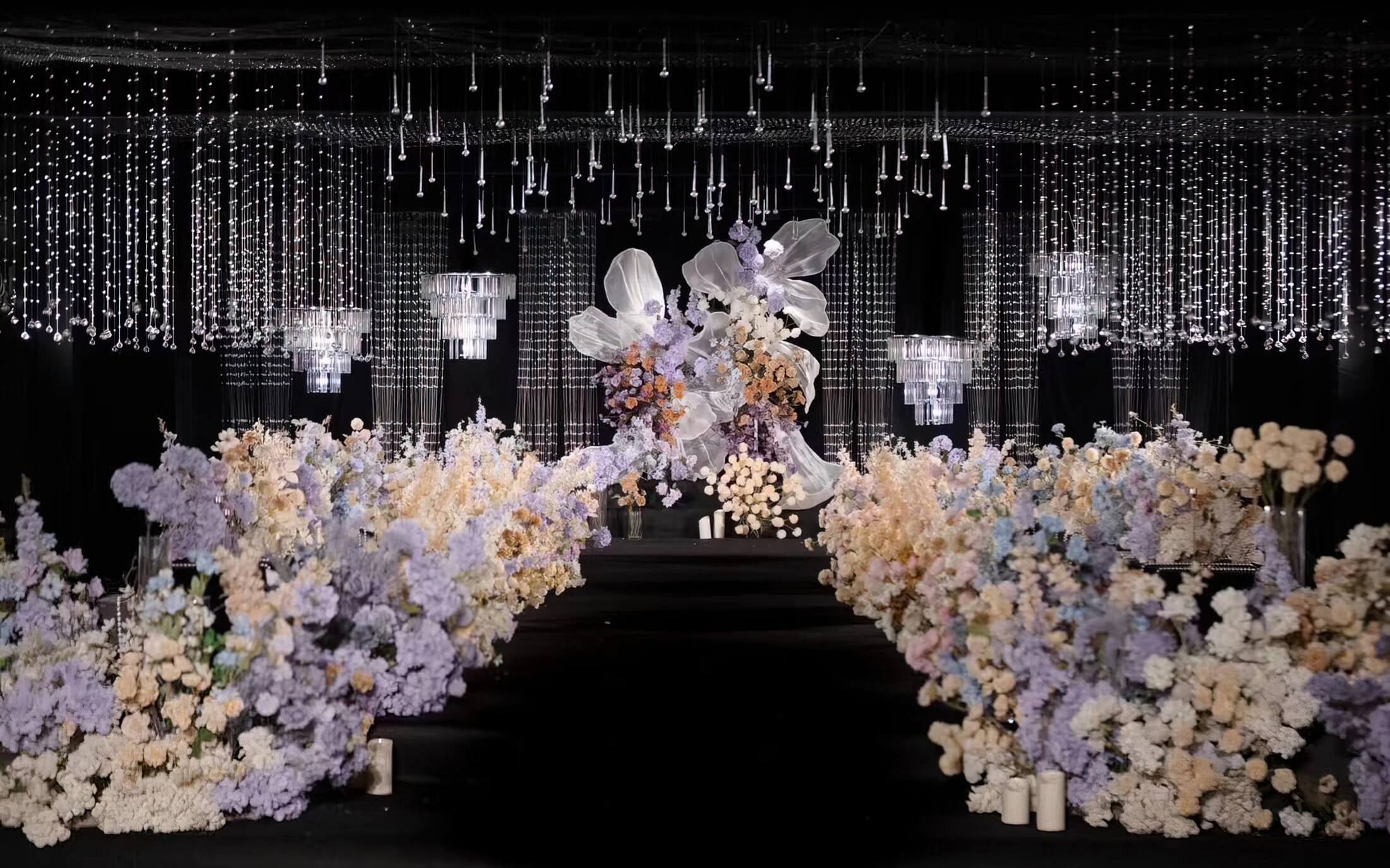 香槟紫韩式欧根纱水晶婚礼