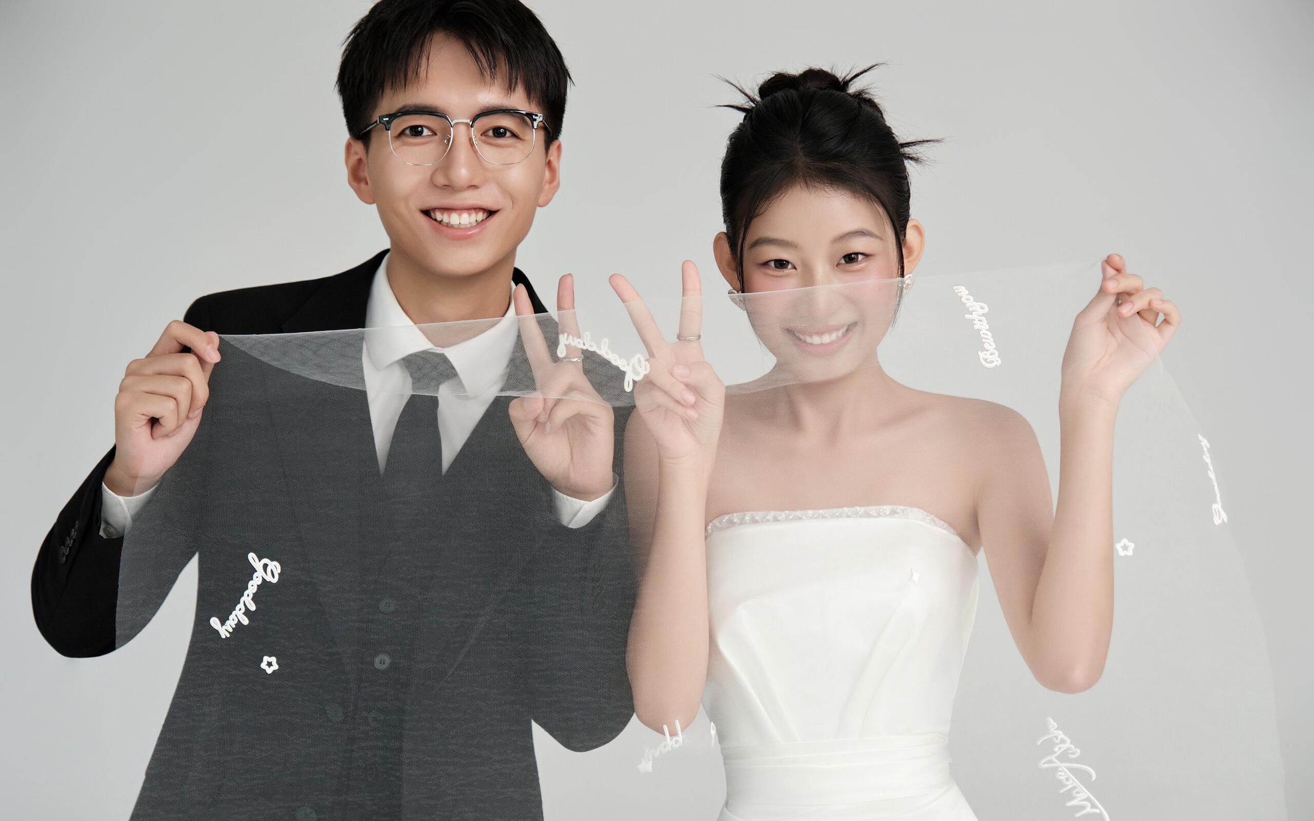 单眼皮女孩的婚纱照模版！韩系氛围拿捏
