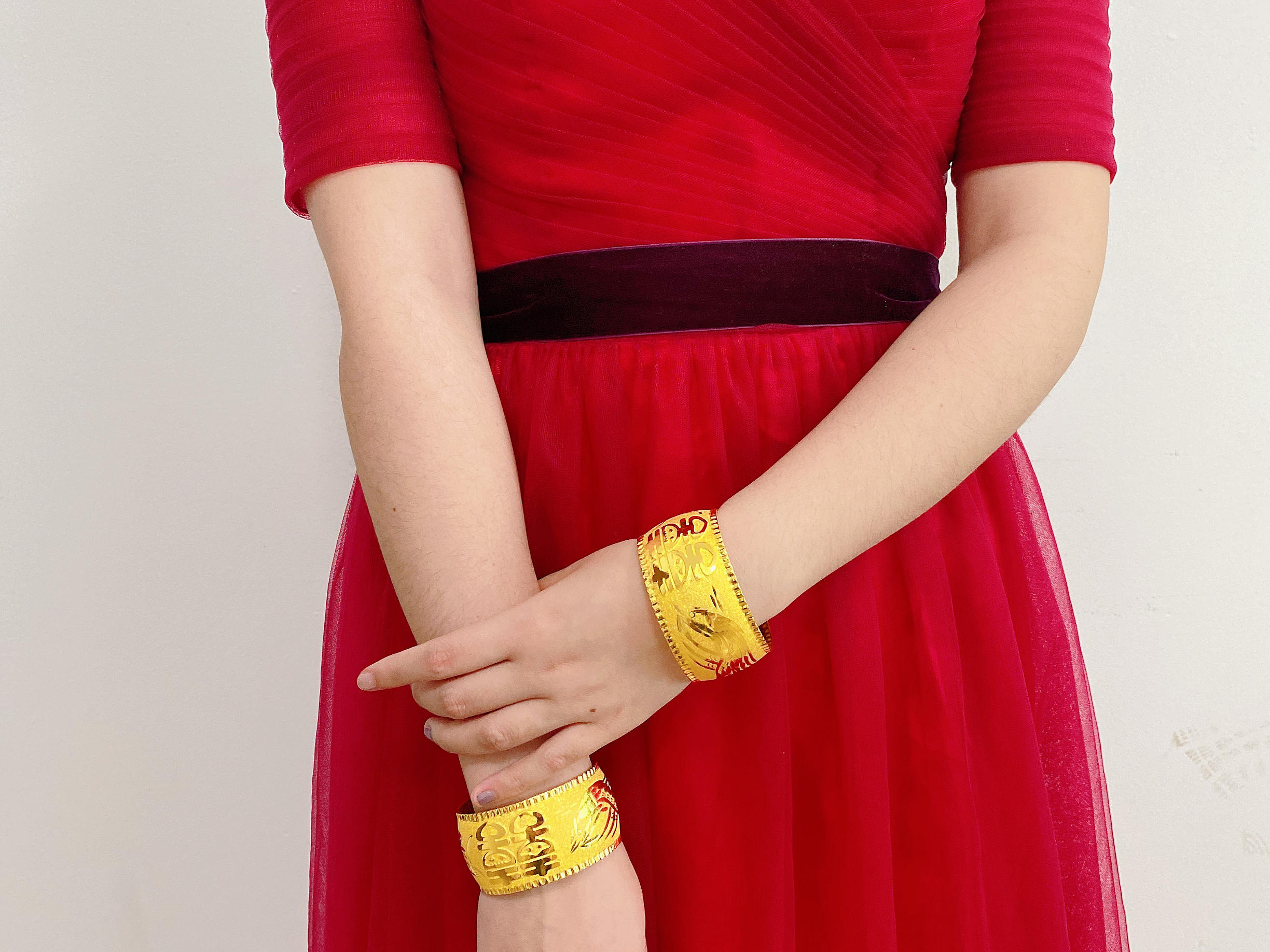 足金纯金龙凤手镯50克1对超大款