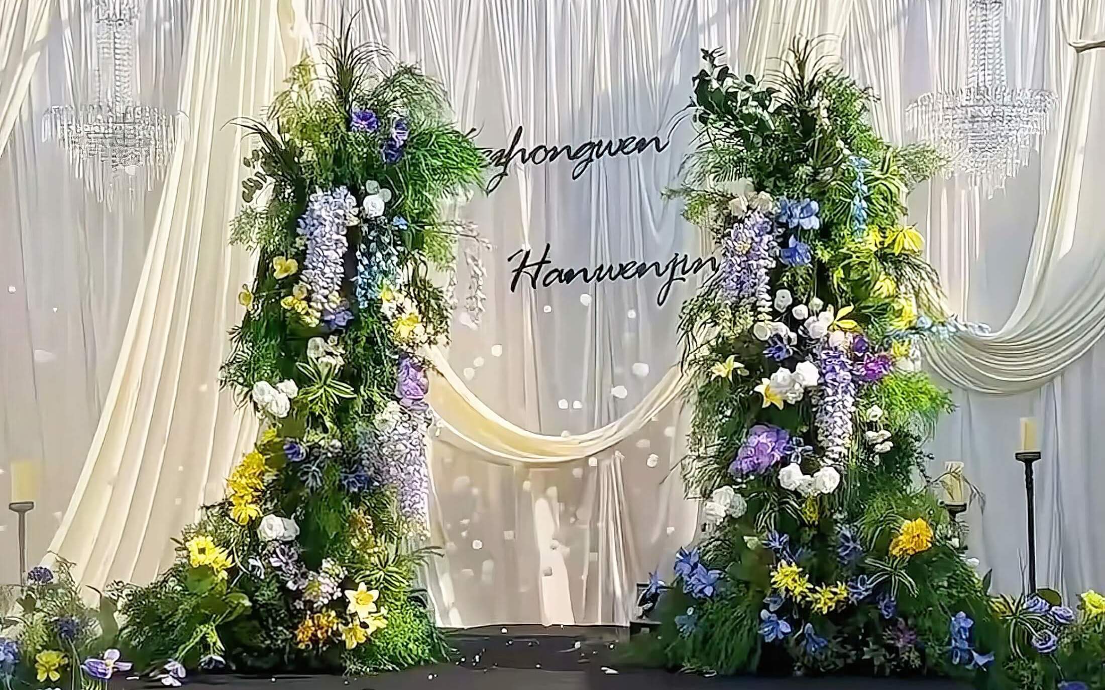 自然系香檳色布幔草坪庭院婚禮