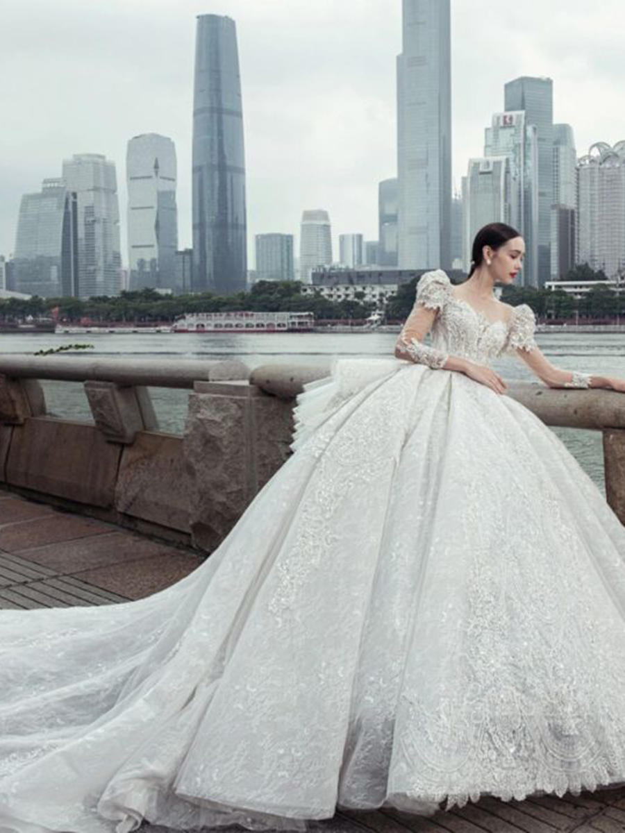 【慕莎礼服定制】高定长袖婚纱