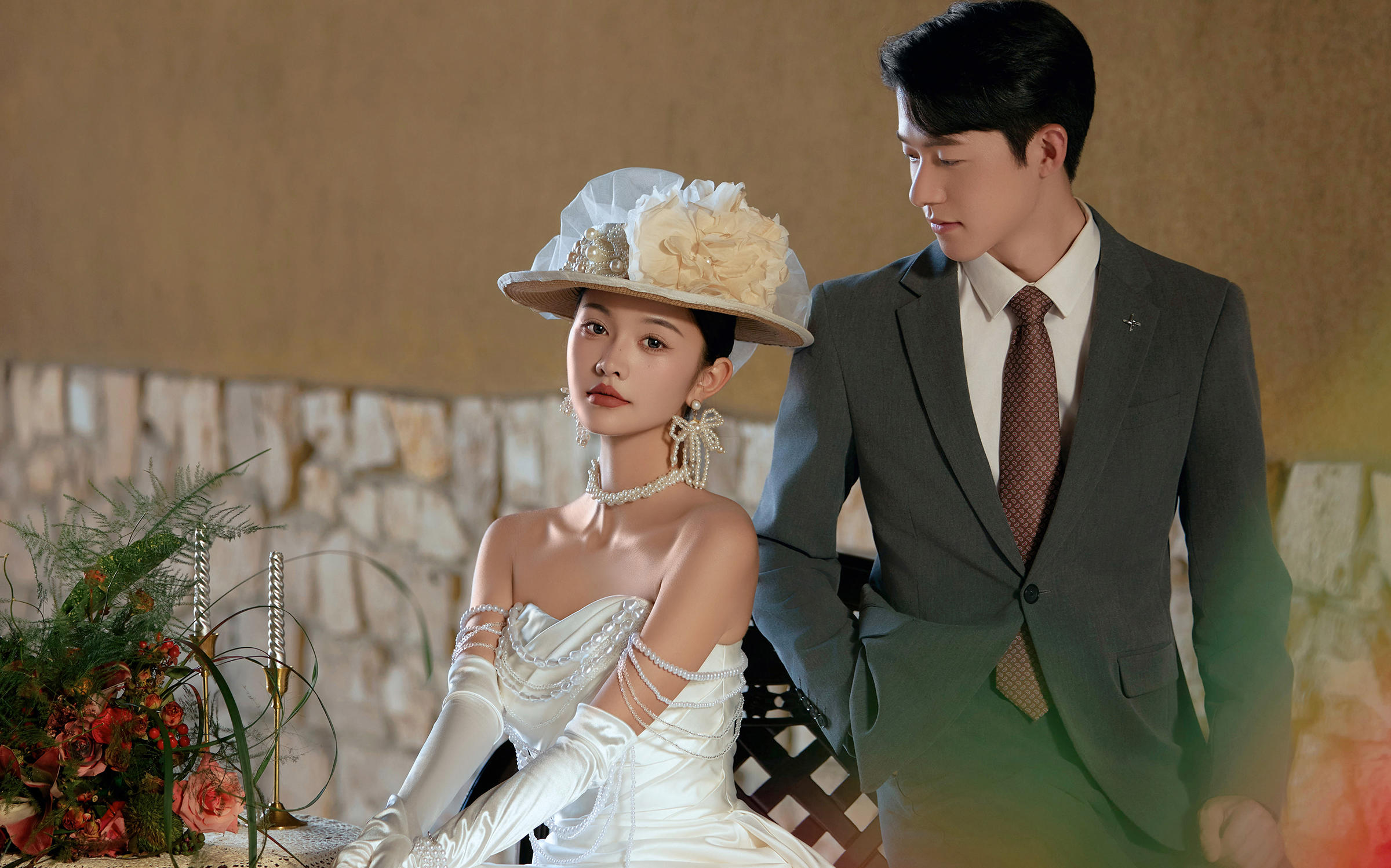 復(fù)古婚照｜禮帽珍珠配綠西裝，在舊時光里拍貴族大片