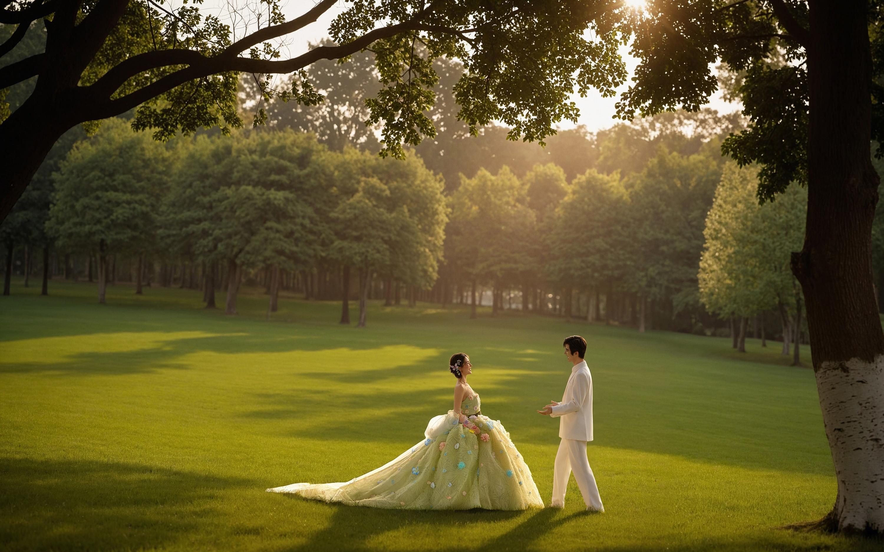 綠色婚紗沒想到這么出片