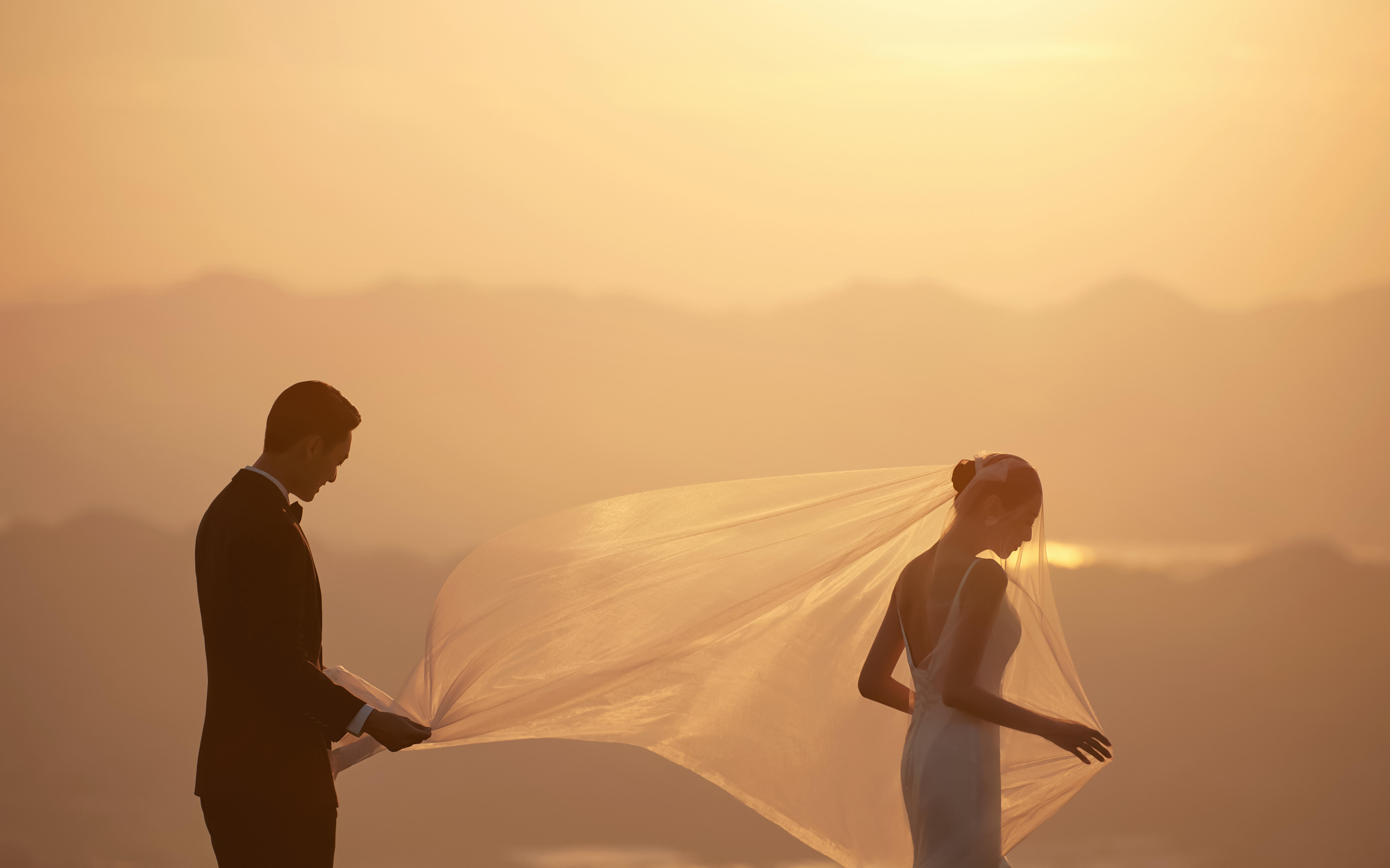 电影感婚纱照 油画里的夕阳分外温柔