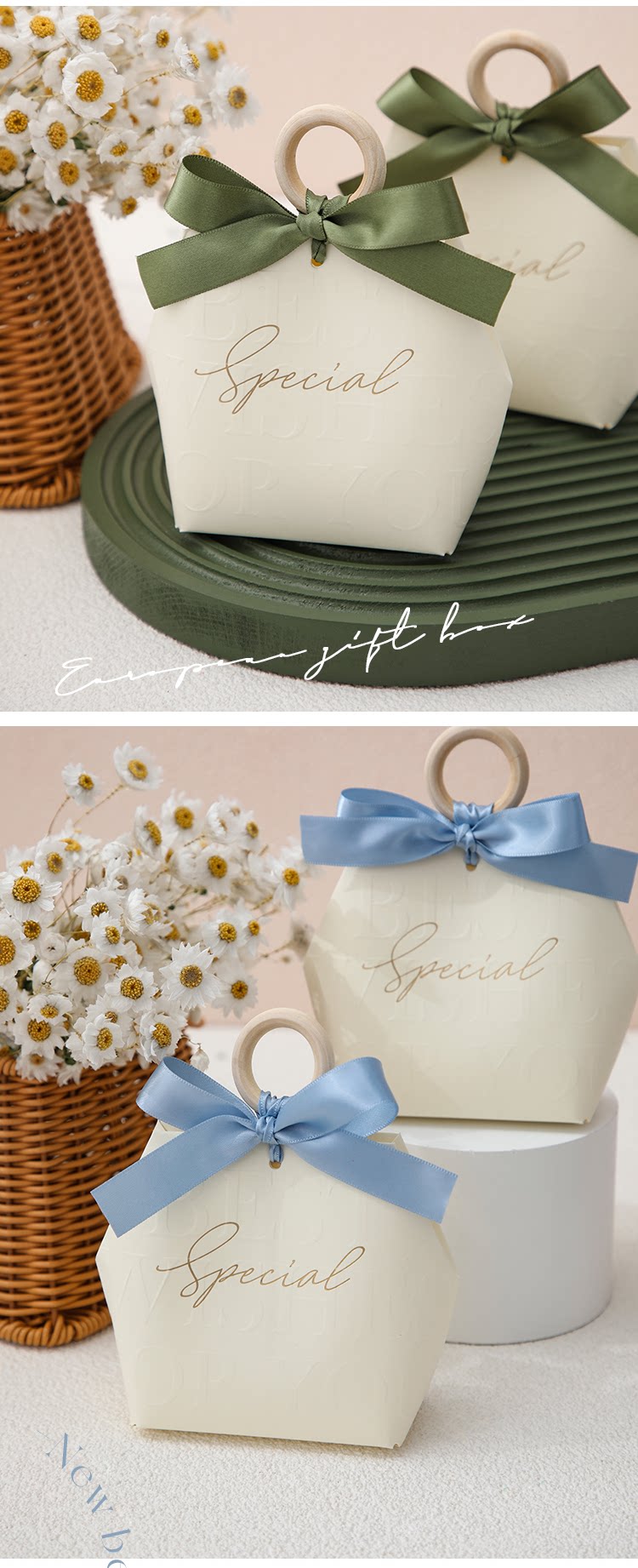 50个欧式喜糖盒木环手提盒