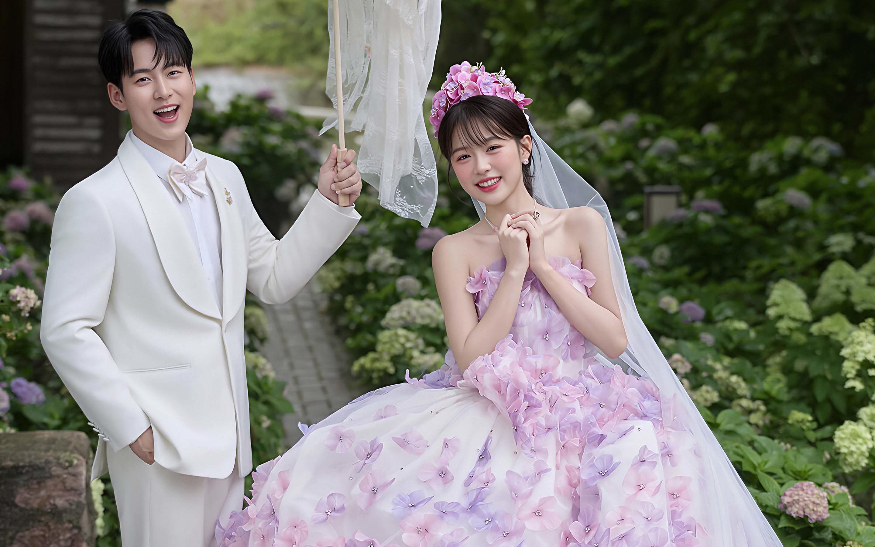 在鮮花花園邂逅一場紫霧彌漫的夢幻婚禮