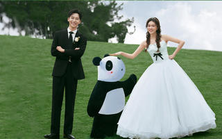 当我拍到了熊猫滚滚 ——草坪天空联名款婚纱照