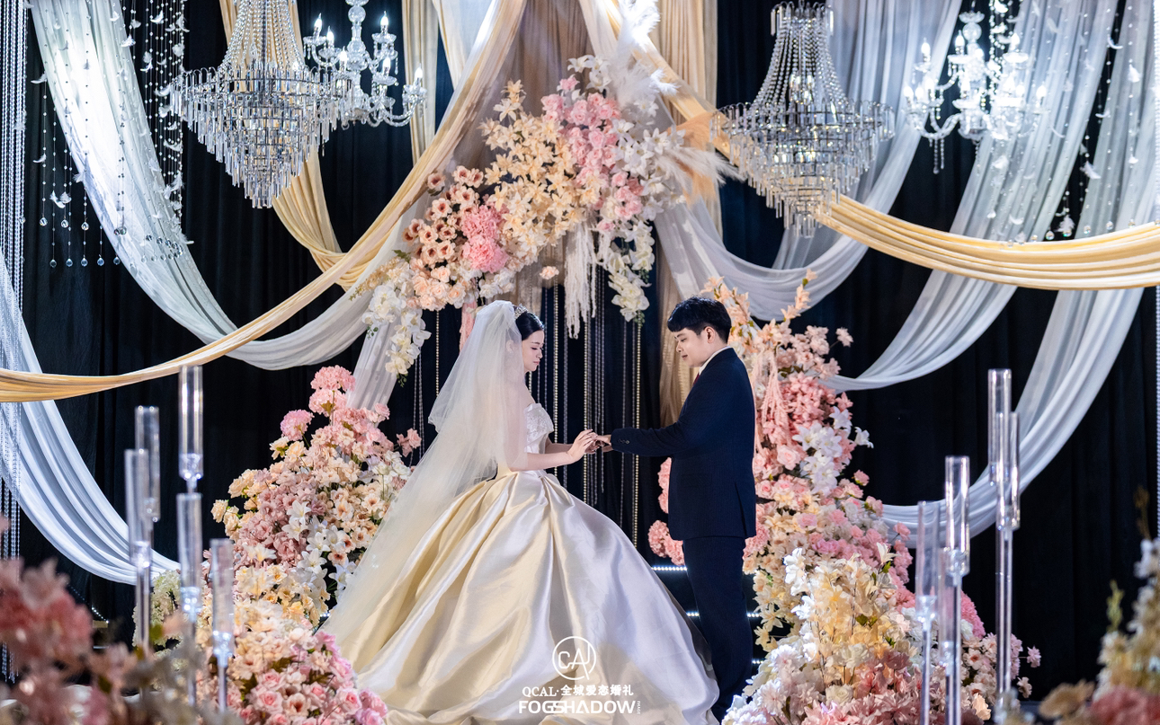 禹越西港村礼堂香槟粉韩式婚礼
