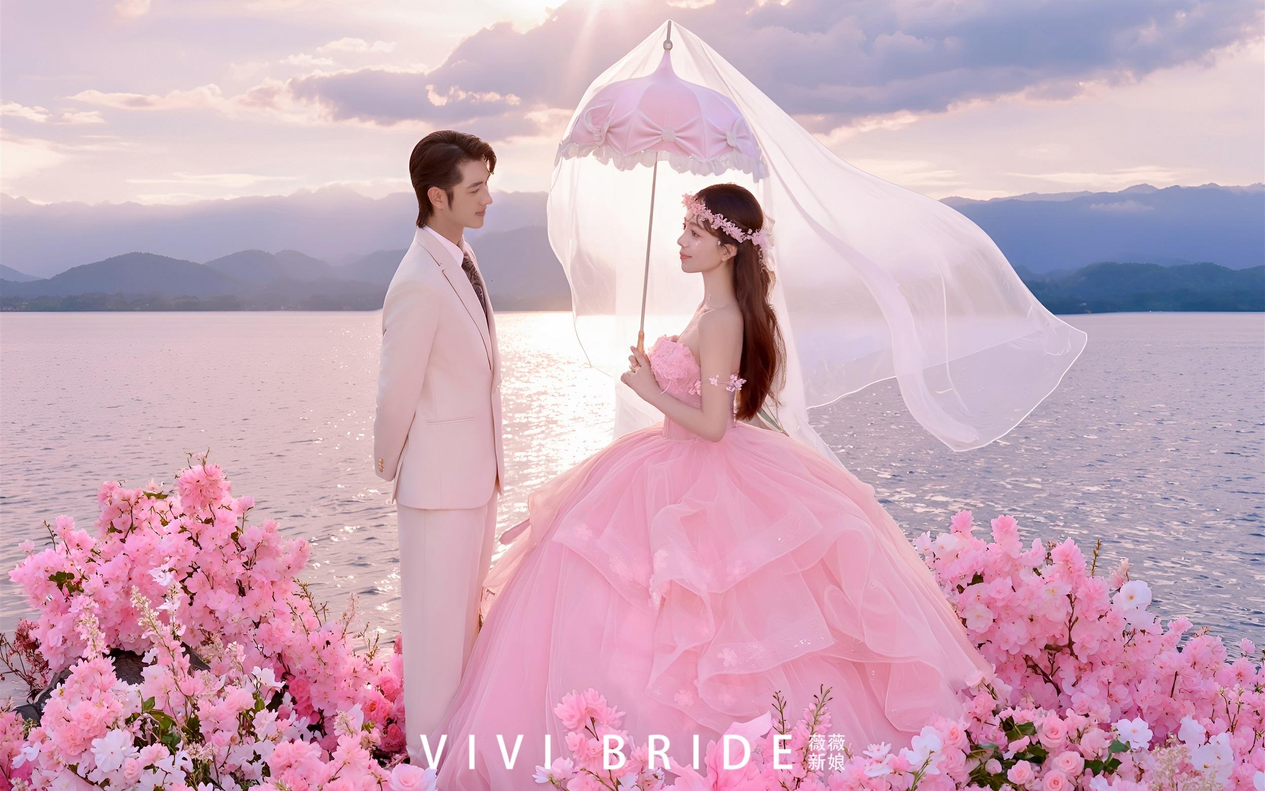 🌸湖畔粉雾梦境｜公主的粉色系婚纱照我悟了！