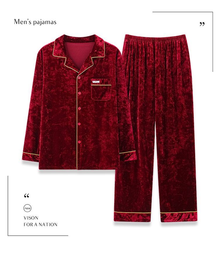 秋冬季钻石金丝绒加厚情侣睡衣