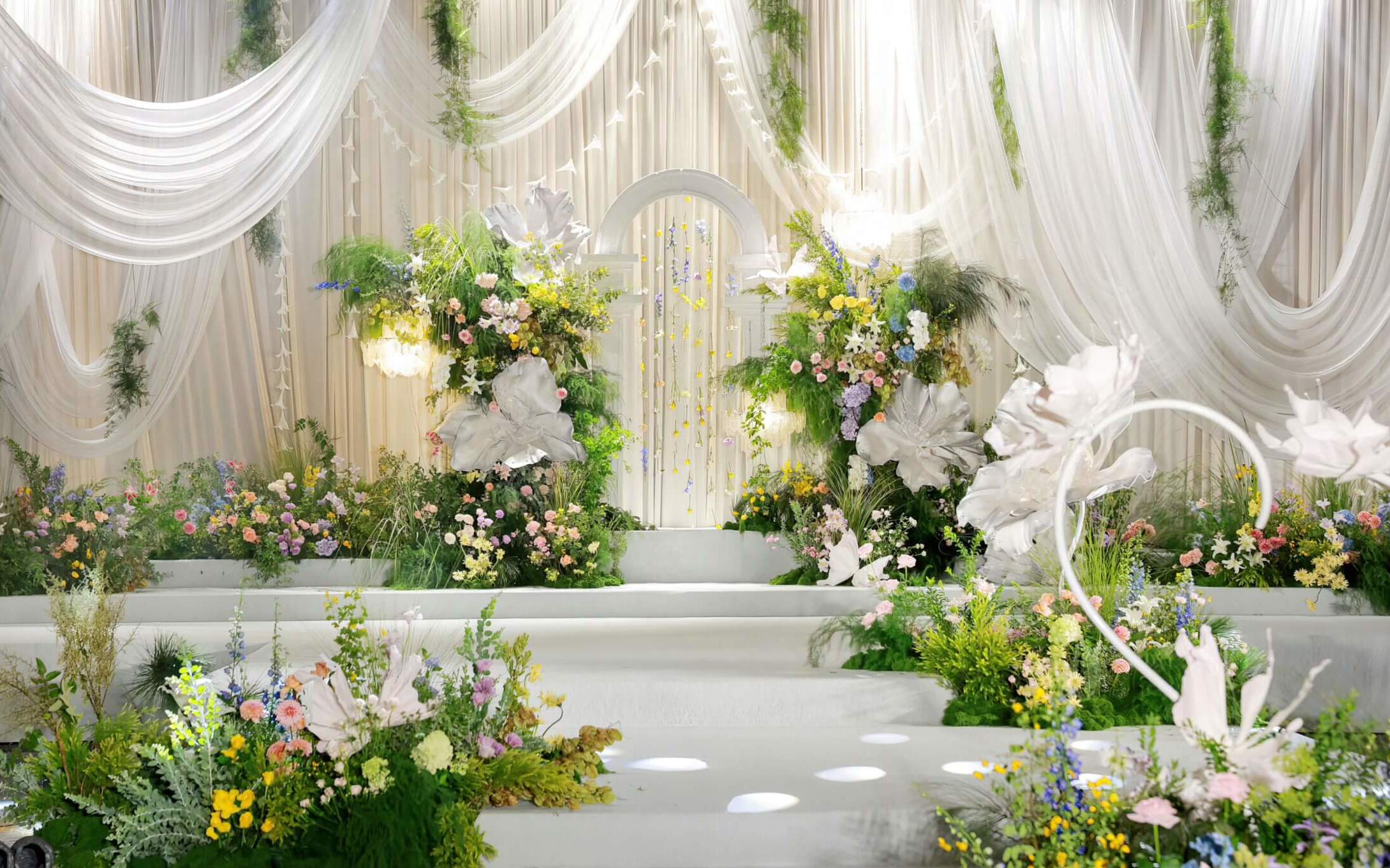 韩式布幔自然系白绿梦幻婚礼