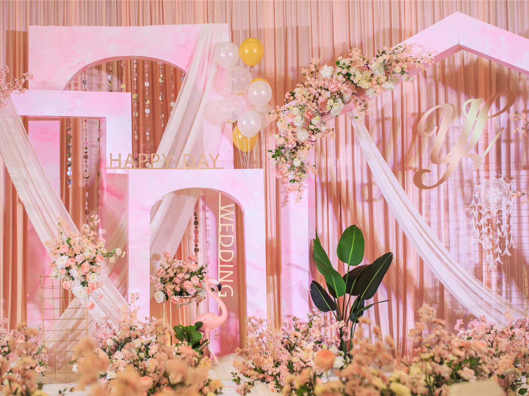 户外室内通用款：半价抢定，粉色婚礼效果好，小清新