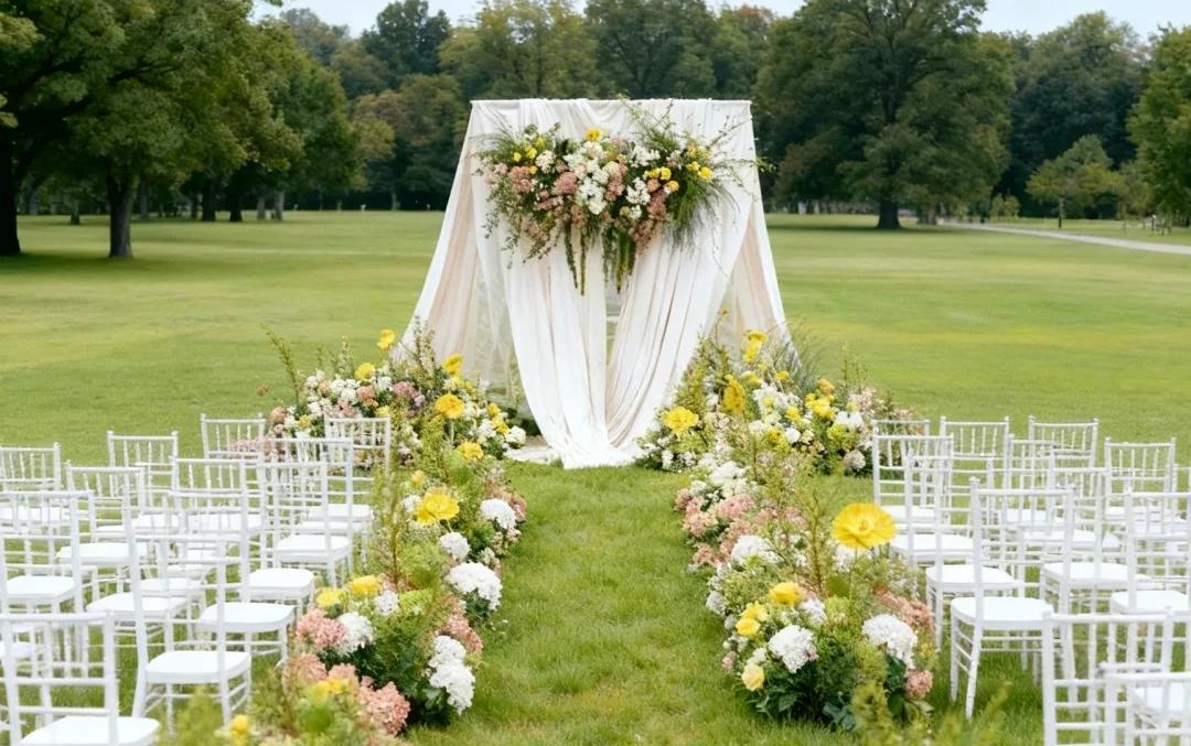 喜橙婚礼|森系白绿草坪婚礼