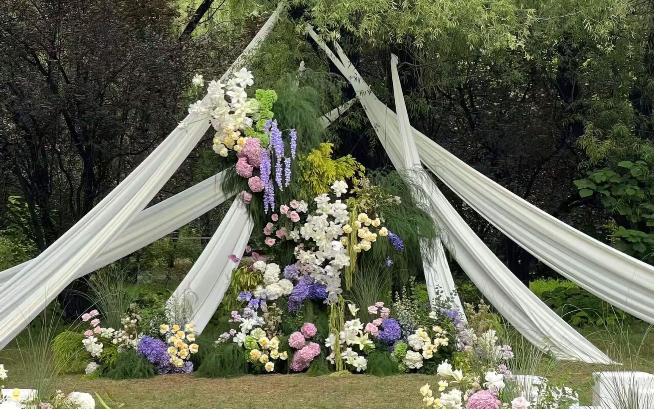 【礼行纪婚礼】白绿色韩式布幔野生自然系户外草坪婚