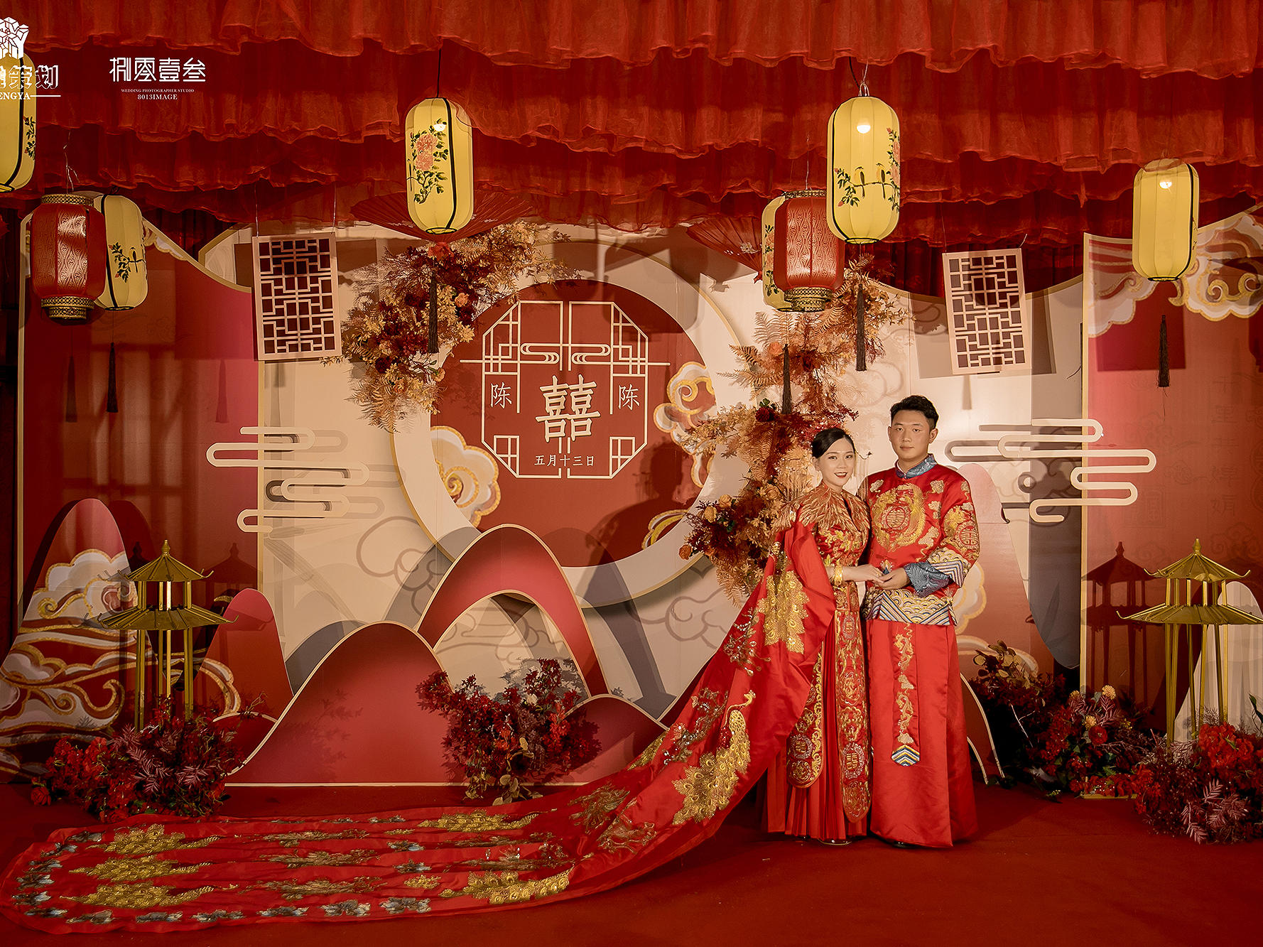 中式婚礼布置+吊顶+过门接亲服务