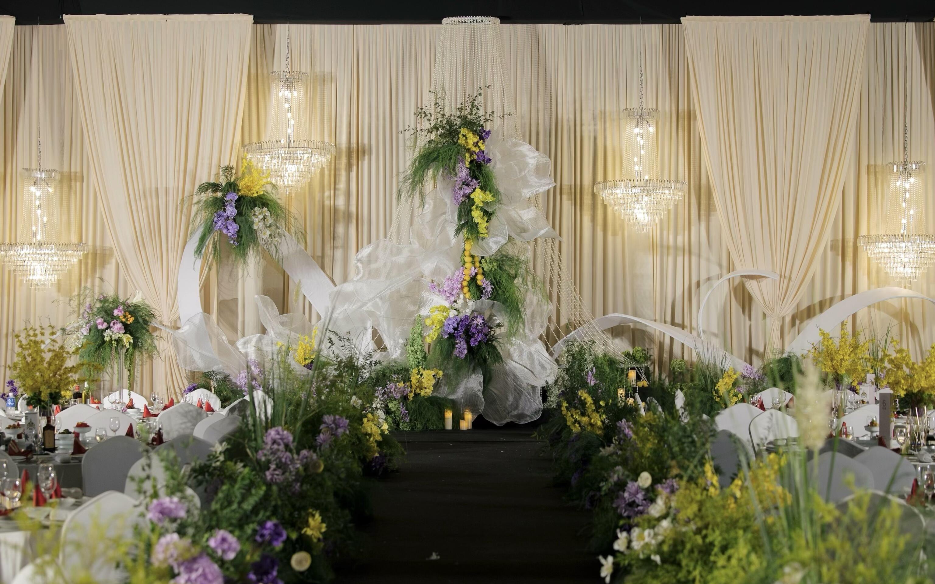 香槟色布幔温馨风格水晶婚礼 韩式婚礼