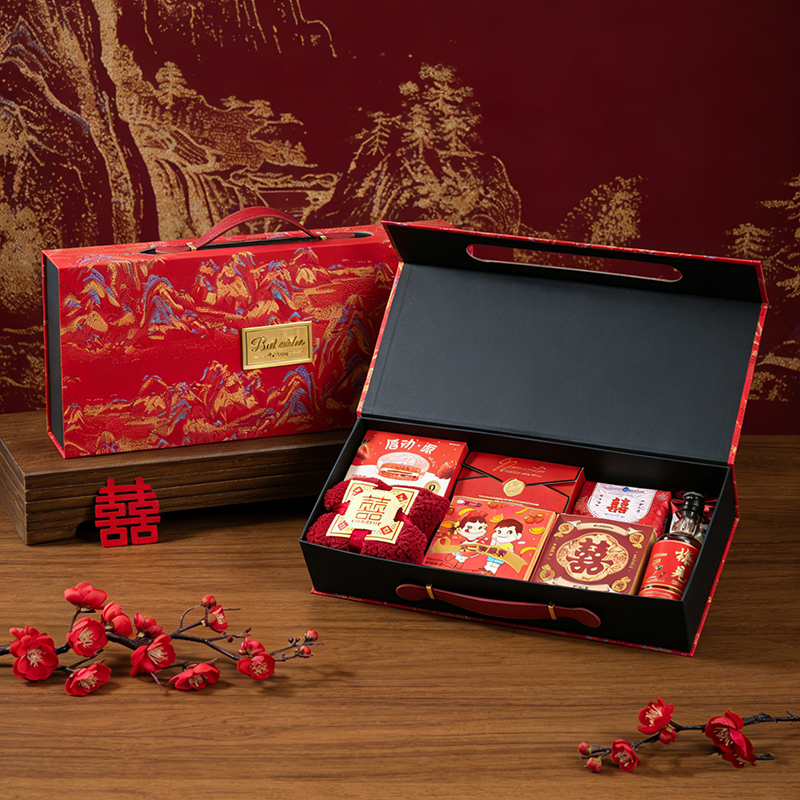 中式国风 良辰吉日高档伴手礼 红色送宾客伴郎伴娘高档礼盒结婚回礼
