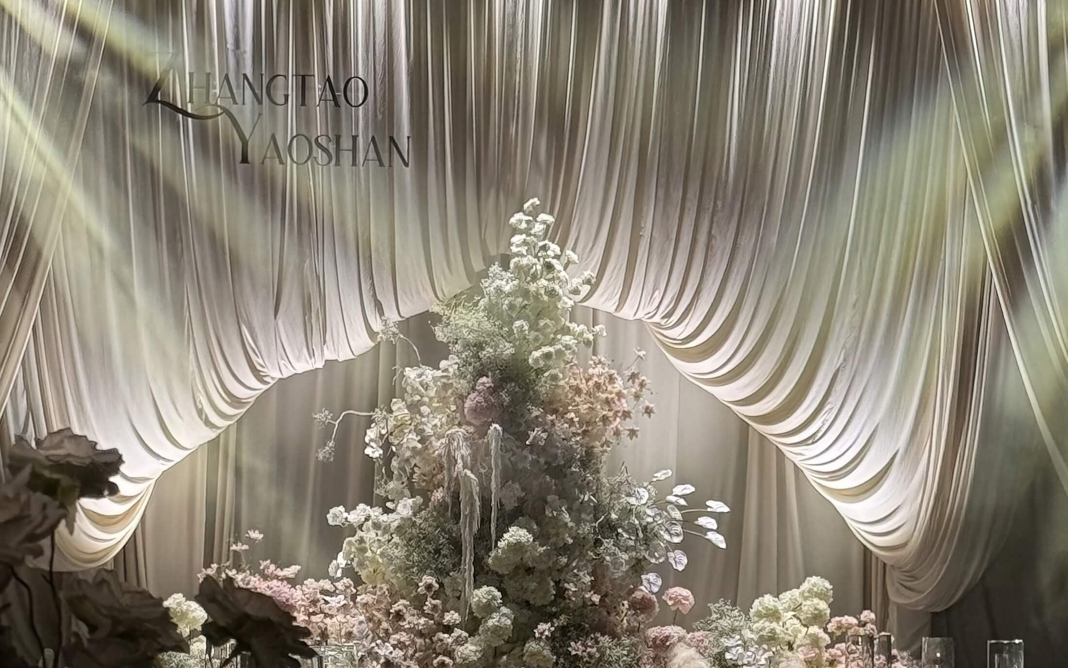 【夢幻婚慶禮儀策劃】溫柔高級香檳粉色布?；槎Y