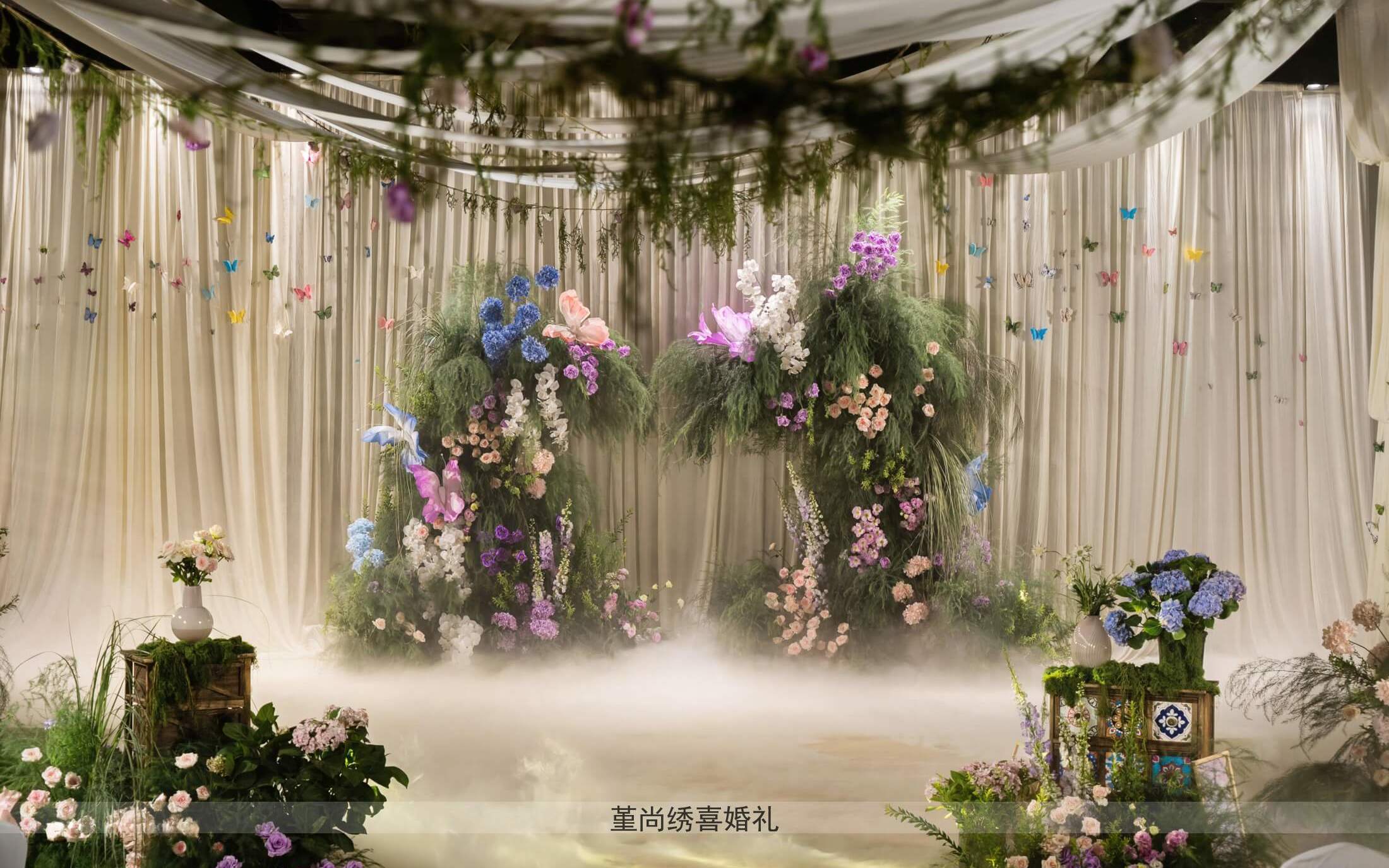 香槟色韩式野生感布幔婚礼