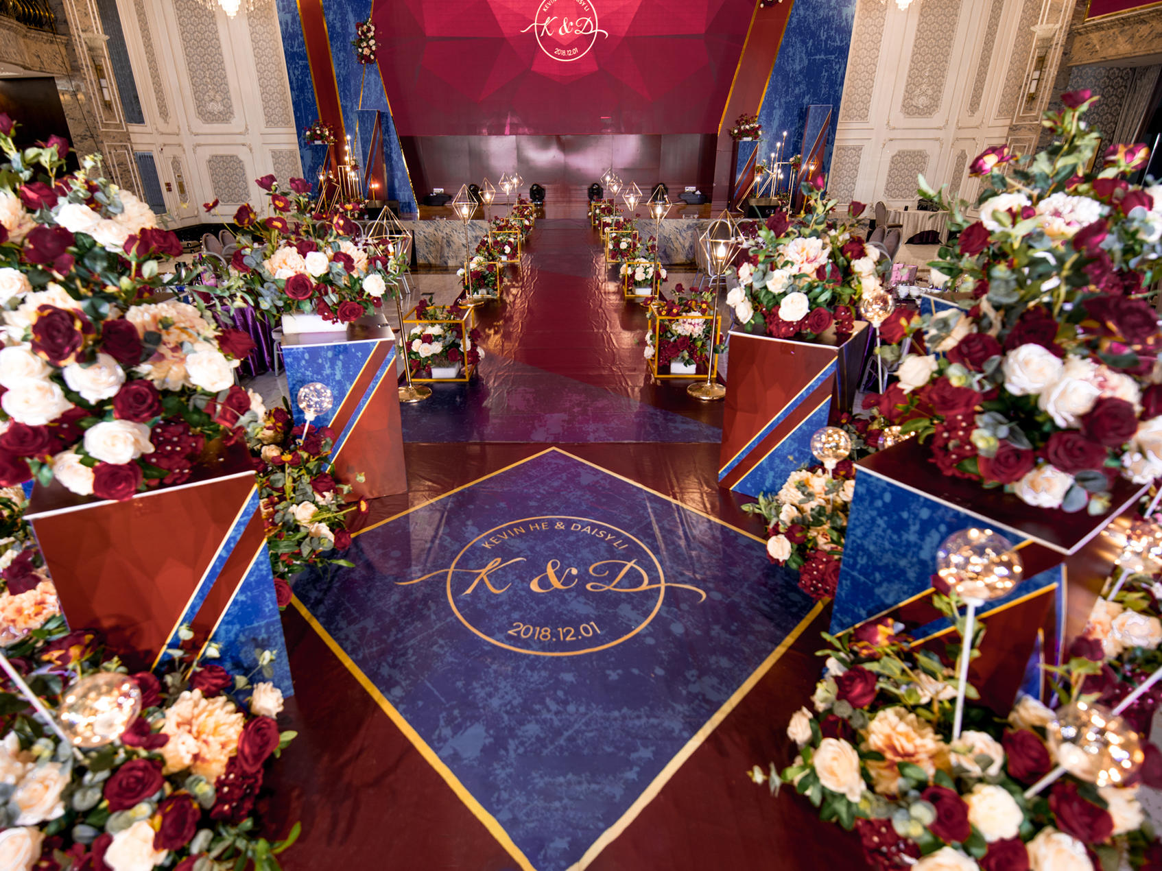 布置+人员+仪式区+灯光+大屏+婚车