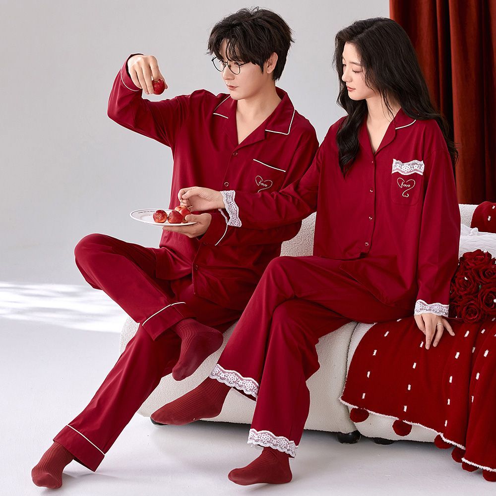 新婚春秋款纯棉情侣家居服