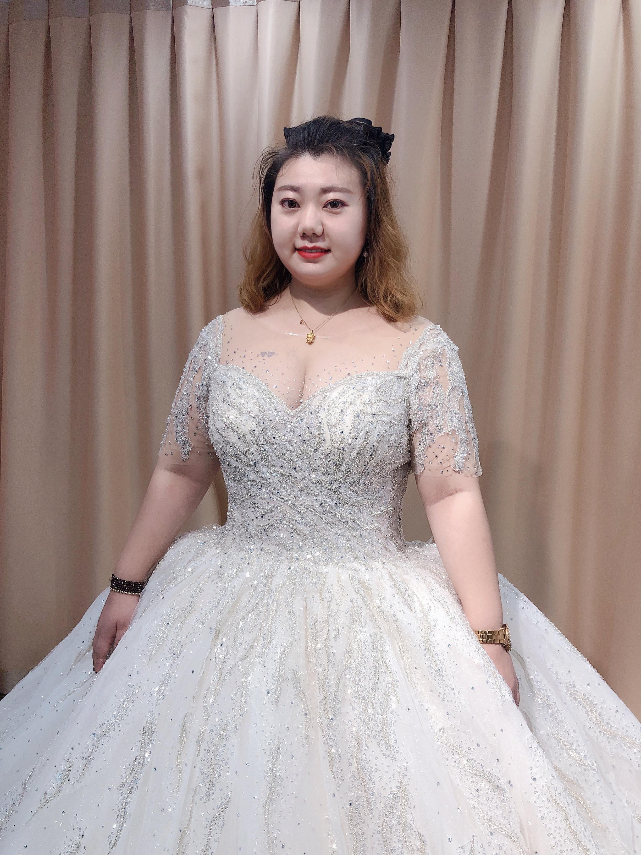 贵妃甄选大码加肥蓝色梦幻婚纱组合套系