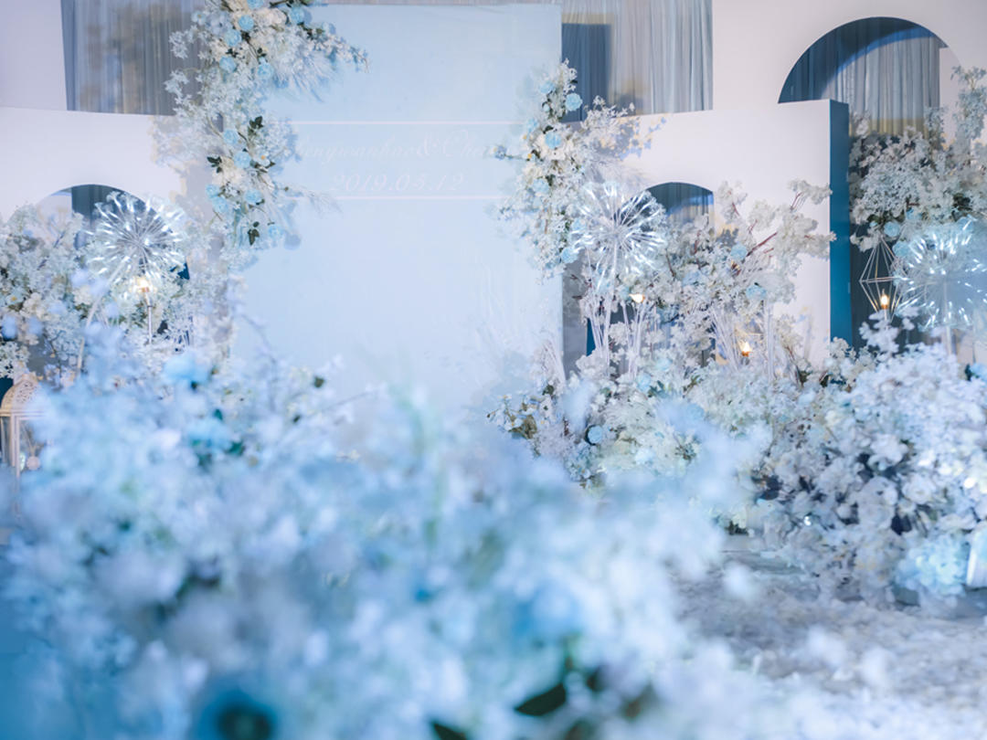 蓝白色小清新风格婚礼包含四大