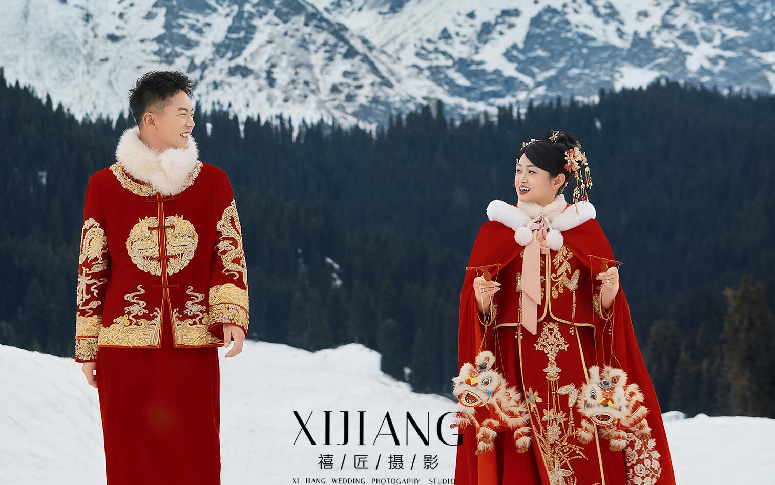 石河子??宿命感超絕的雪景秀禾婚紗照～