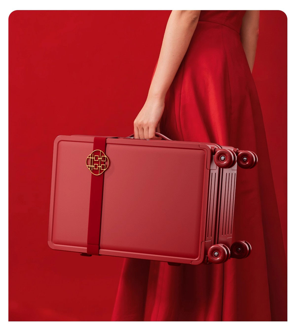 賽車輪 紅色行李箱陪嫁箱新娘嫁妝 811拉鏈款