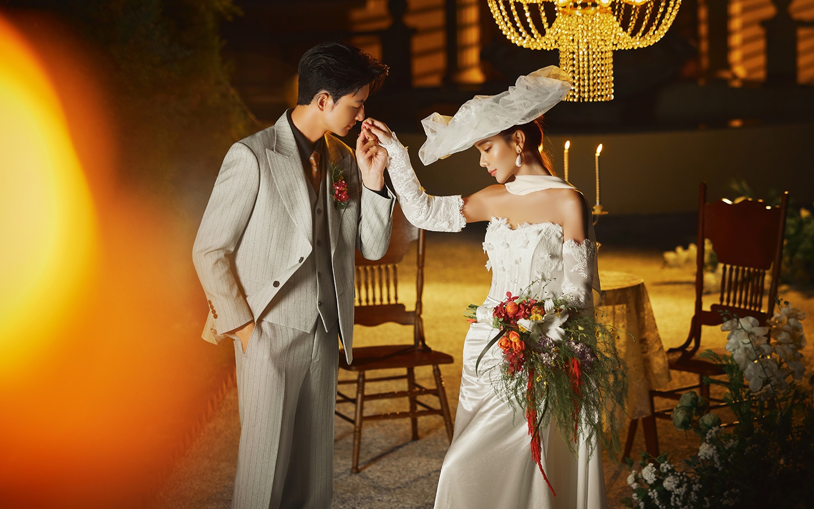 氛围感拉满的法式夜景婚纱照❤备婚必拍
