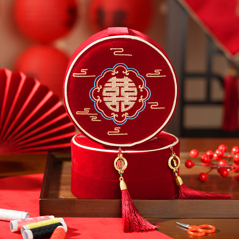 陪嫁针线套盒 便携全套缝补婚庆针线盒