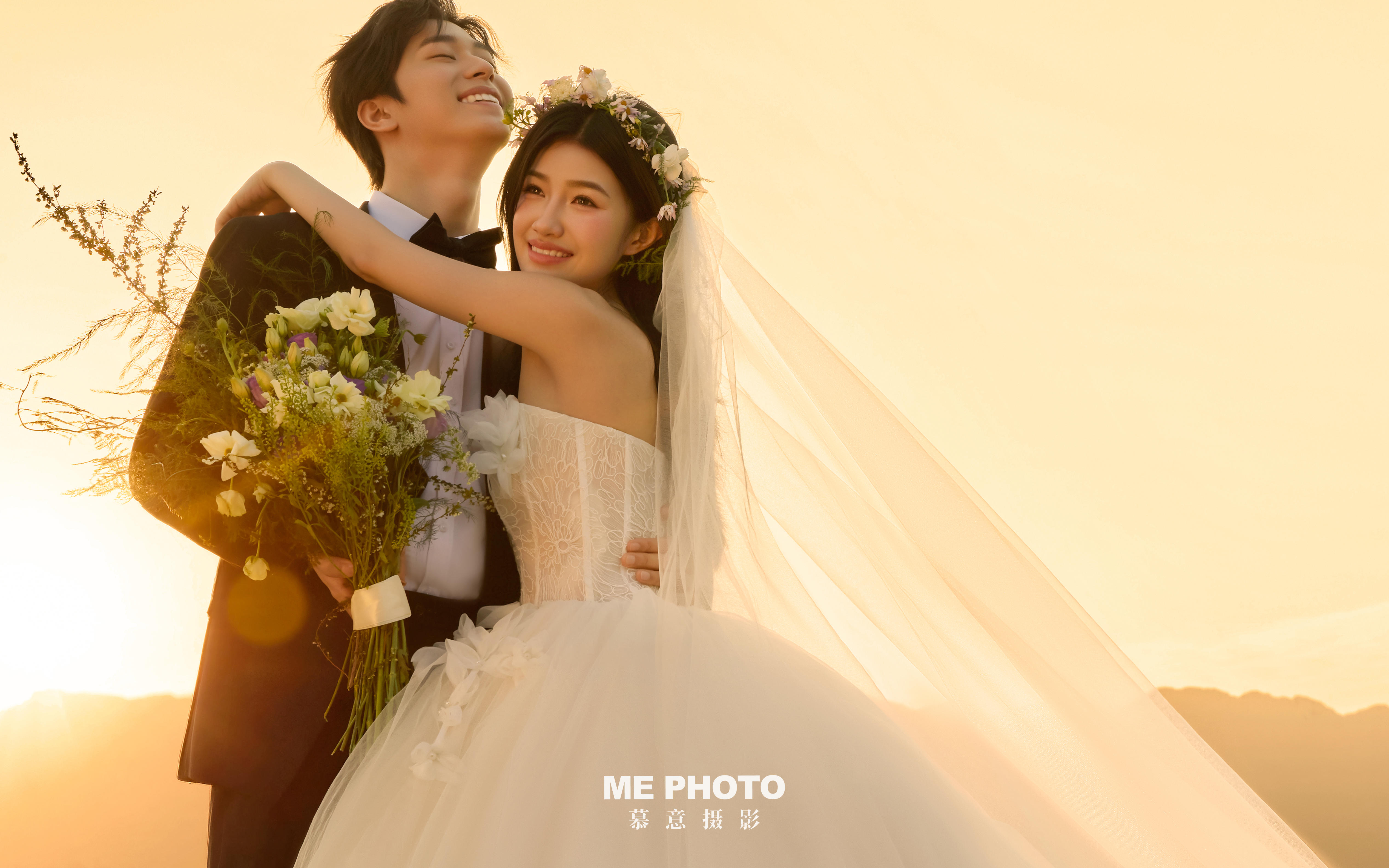 电影感夕阳婚纱照