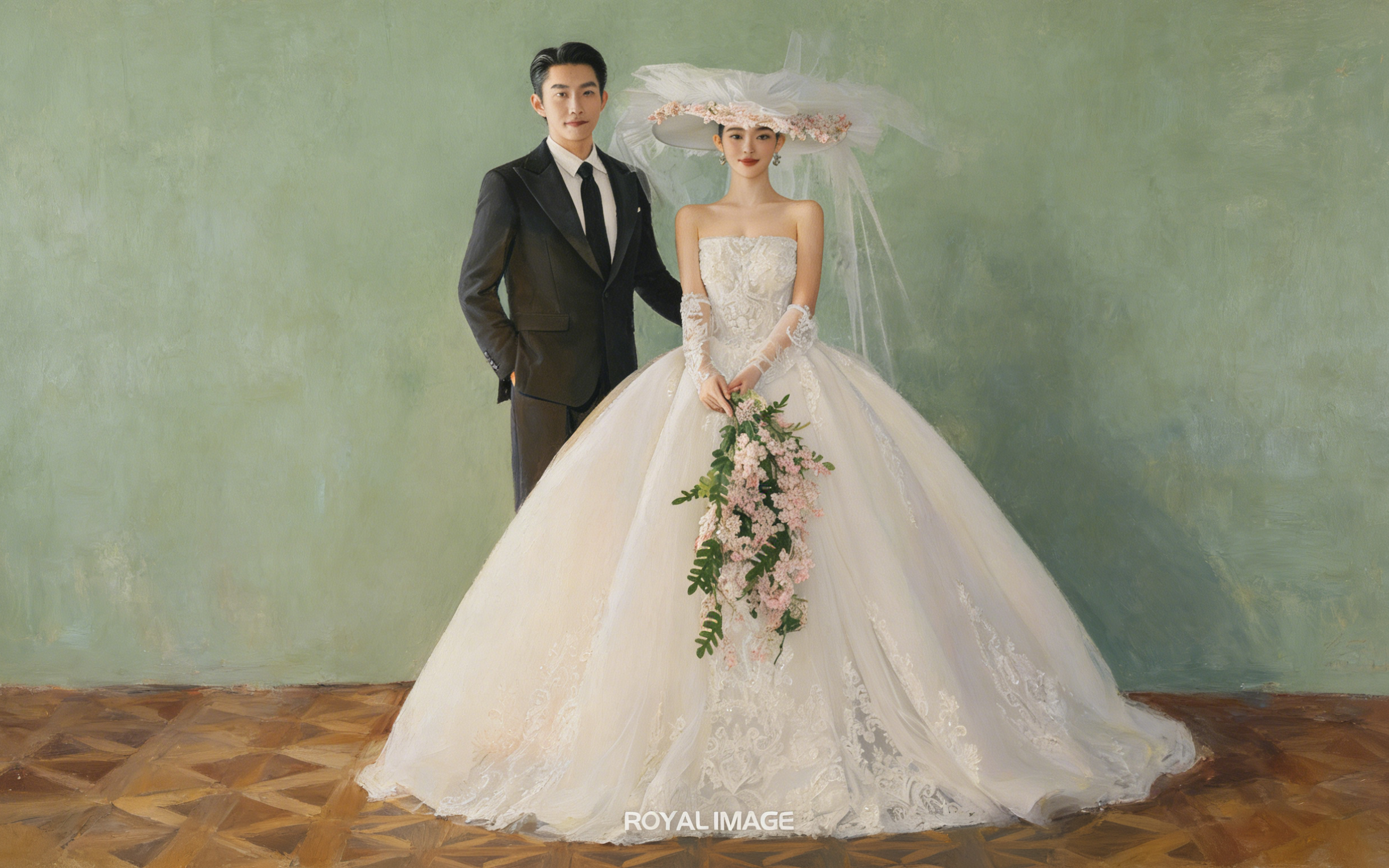 将光影艺术✨巧妙融入复古油画婚纱照