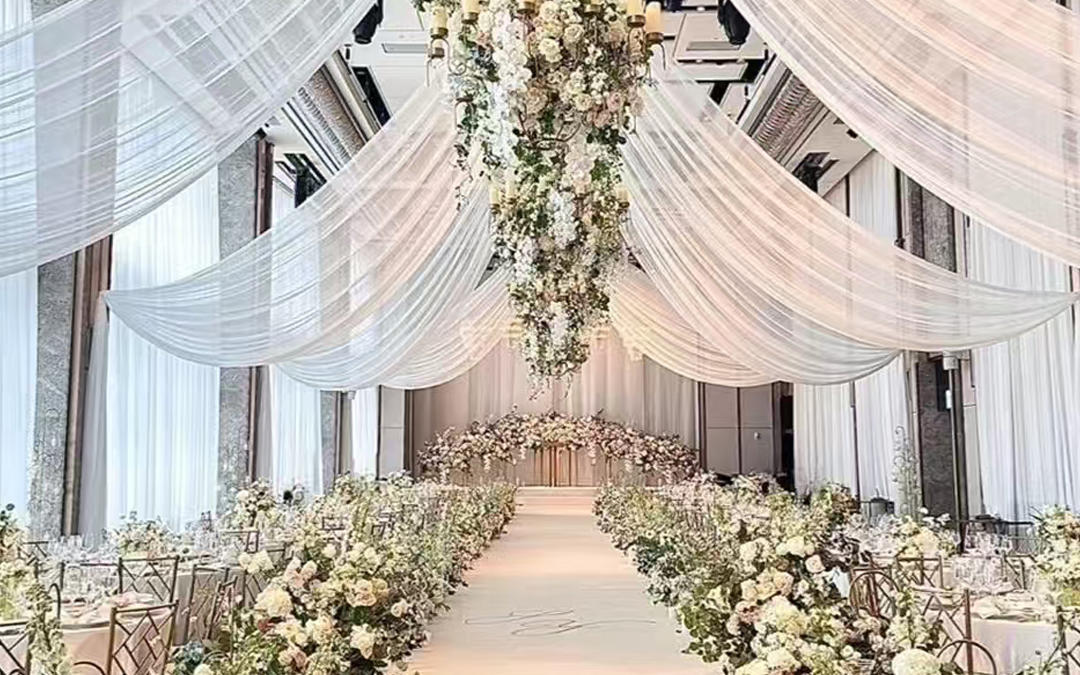 简约白绿韩系布幔婚礼