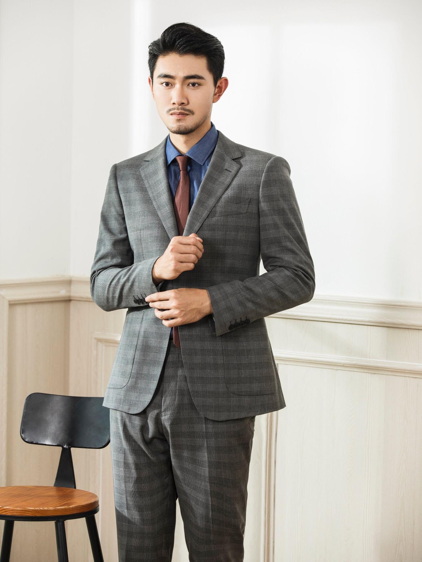 高级灰色格纹新人定制