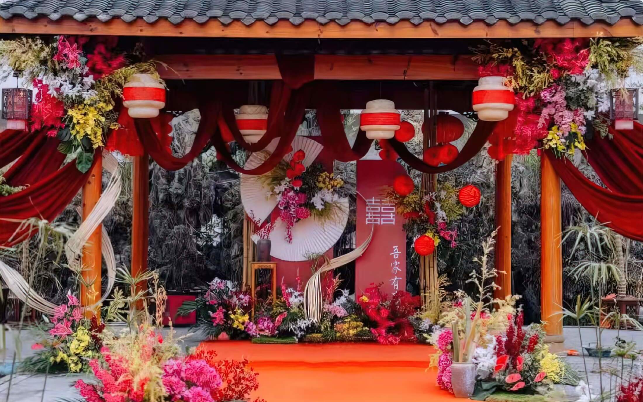 【紅妝】農(nóng)村庭院街道新中式紅色婚禮
