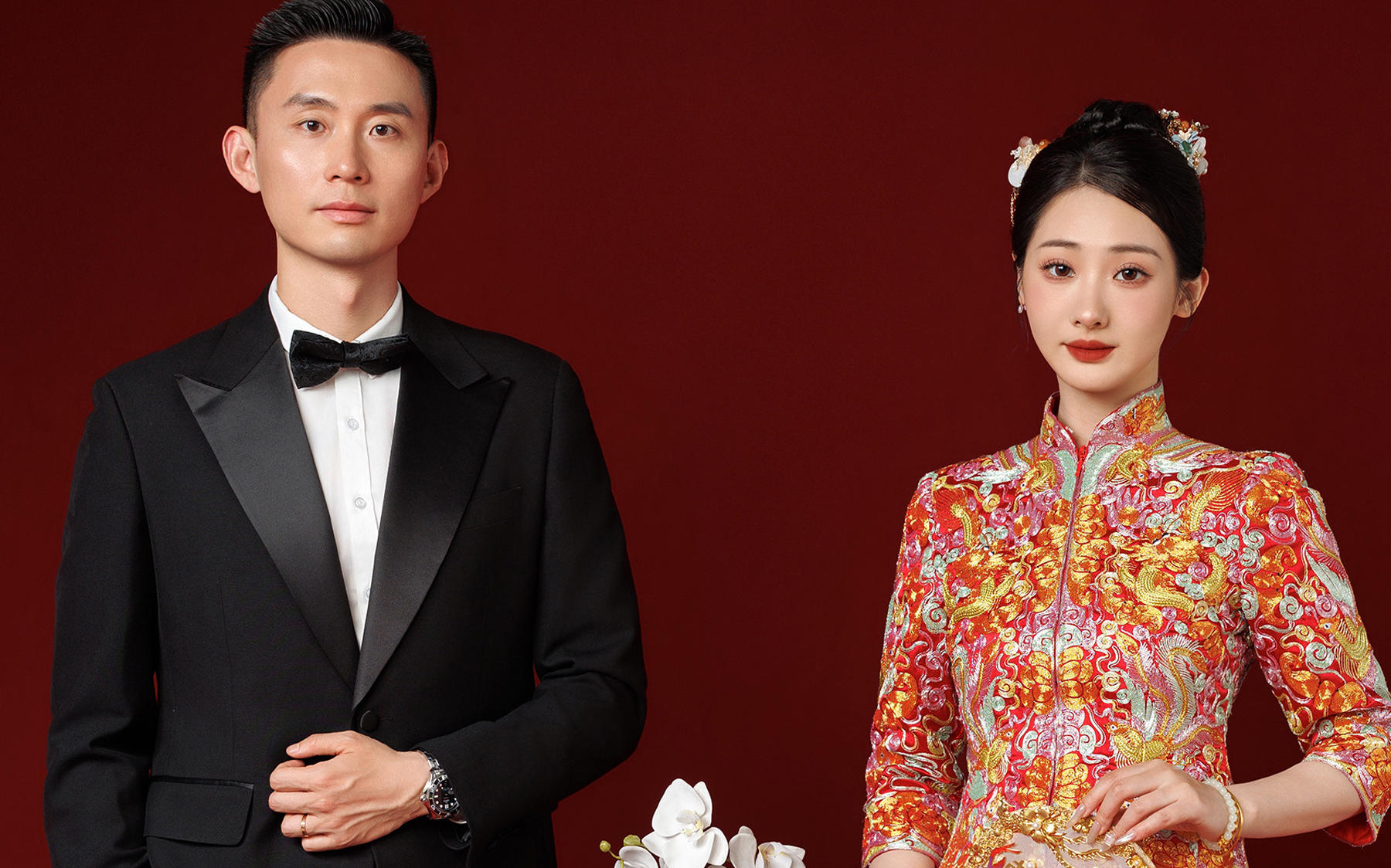 【施华洛摄影】红背景龙凤褂婚纱照