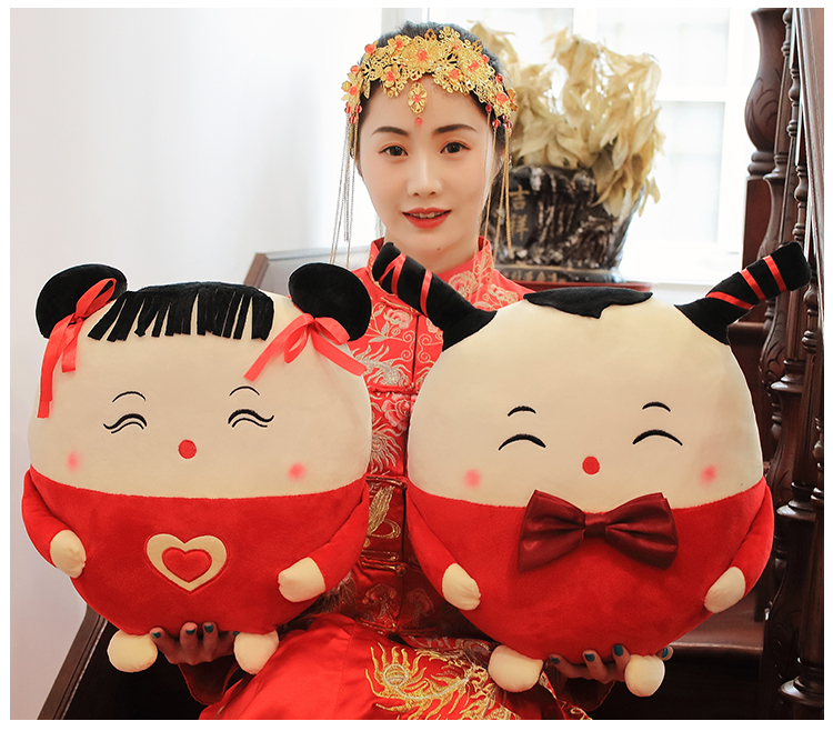 婚庆压床娃娃一对领结款陪嫁婚房布置