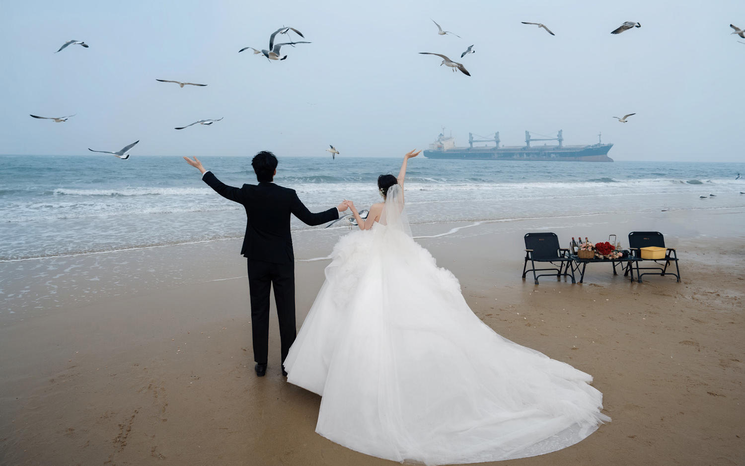 威?；榧喺?布魯威斯海景婚紗照