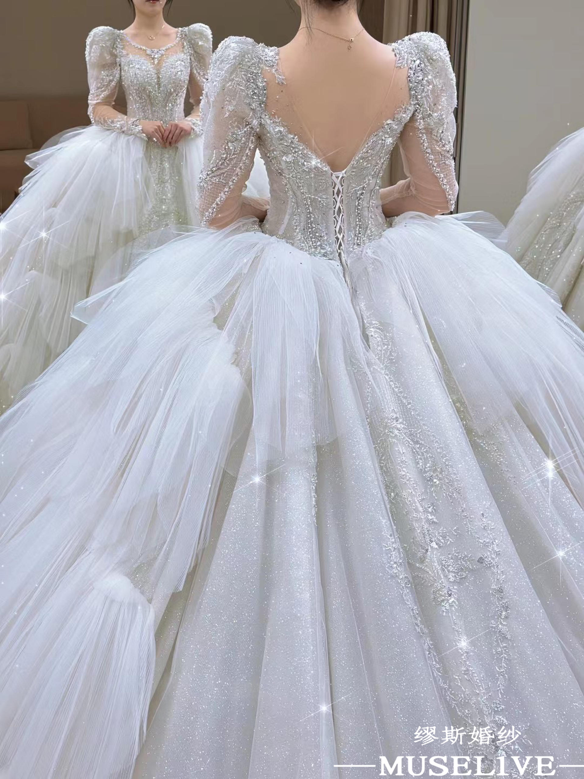 缪斯婚纱——可盐可甜泡泡短袖婚纱