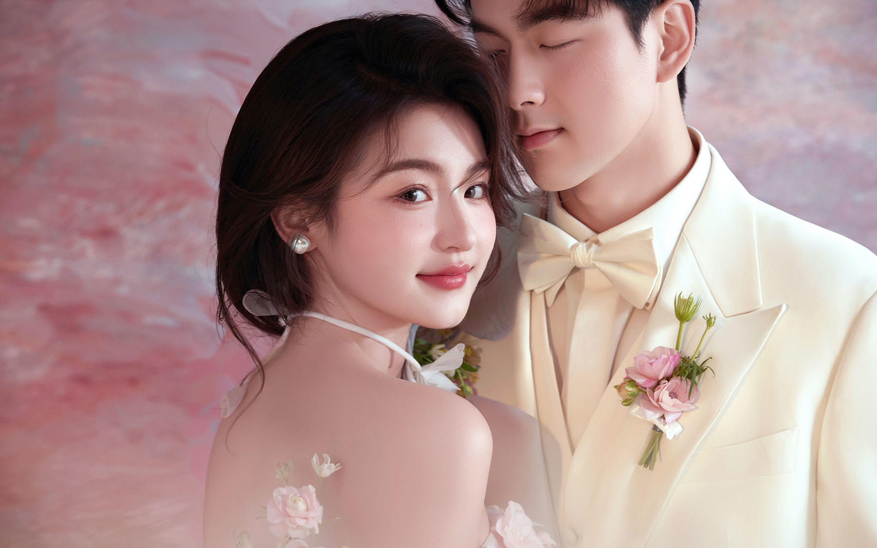 柔粉油画境婚照，粉纱裹满甜柔浪漫🎀