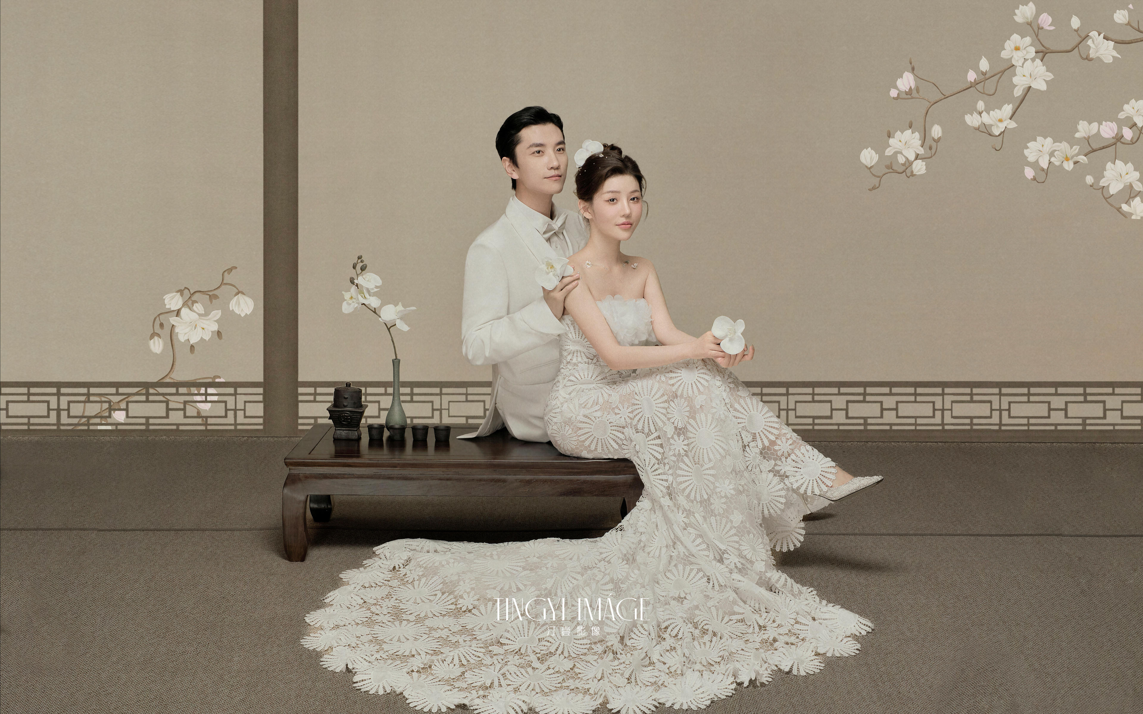 工筆畫(huà)婚紗照 | 工筆丹青，暈染詩(shī)意的江南水墨
