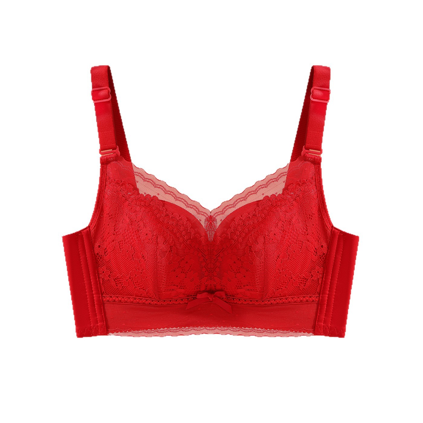 【買2件更劃算】新娘結(jié)婚本命年聚攏顯大無鋼圈法式蕾絲內(nèi)衣套裝