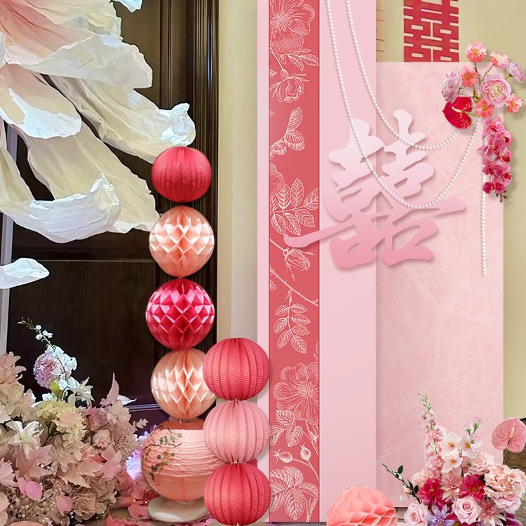 婚礼迎宾板布置 酒店居家装饰  男女方新房卧室中式订婚宴