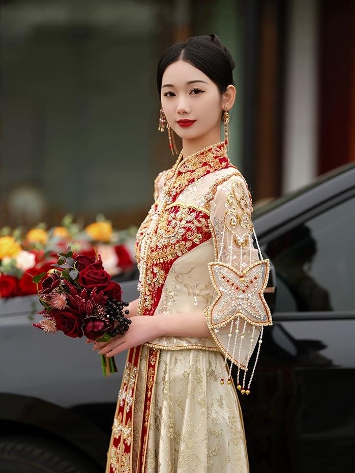 【吾爱囍服】香槟色秀禾服夏季秀禾